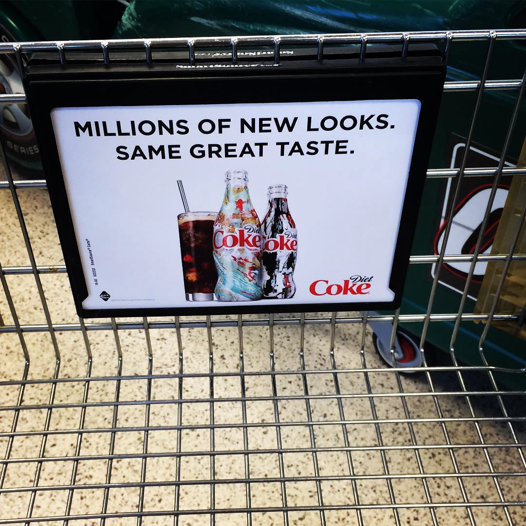 Shopping Cart Ad Display for Diet Coke.