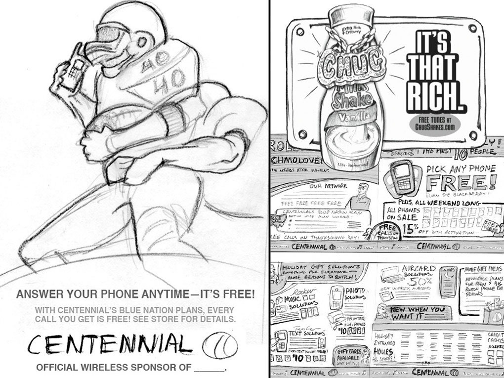 Wireless Print Ad Pencil Comp. In-Store Shel Talker Pencil Comp. Dinky Newspaper Ad Comp.