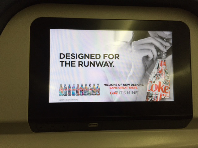Airplane Tv Ad Display for Diet Coke Insitu.