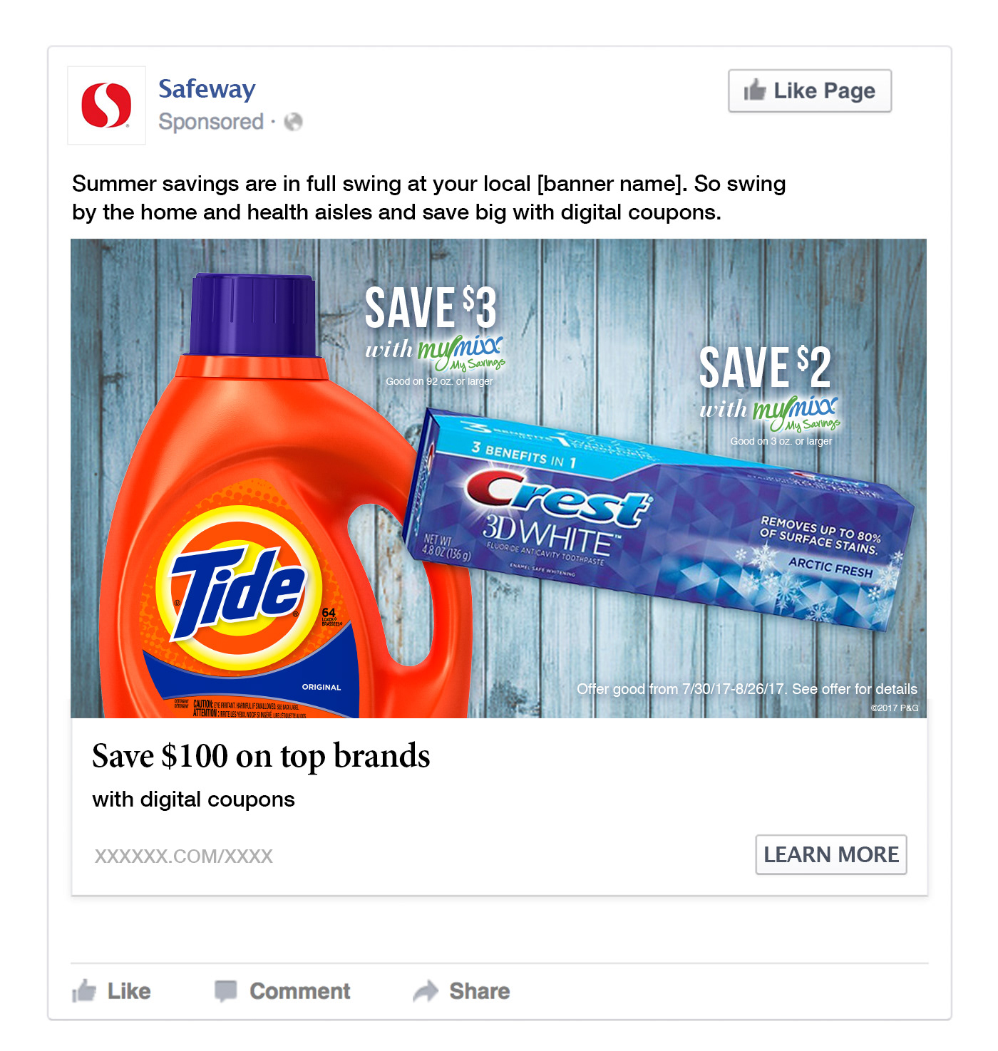 Grocery Facebook Ad for P&G Products.
