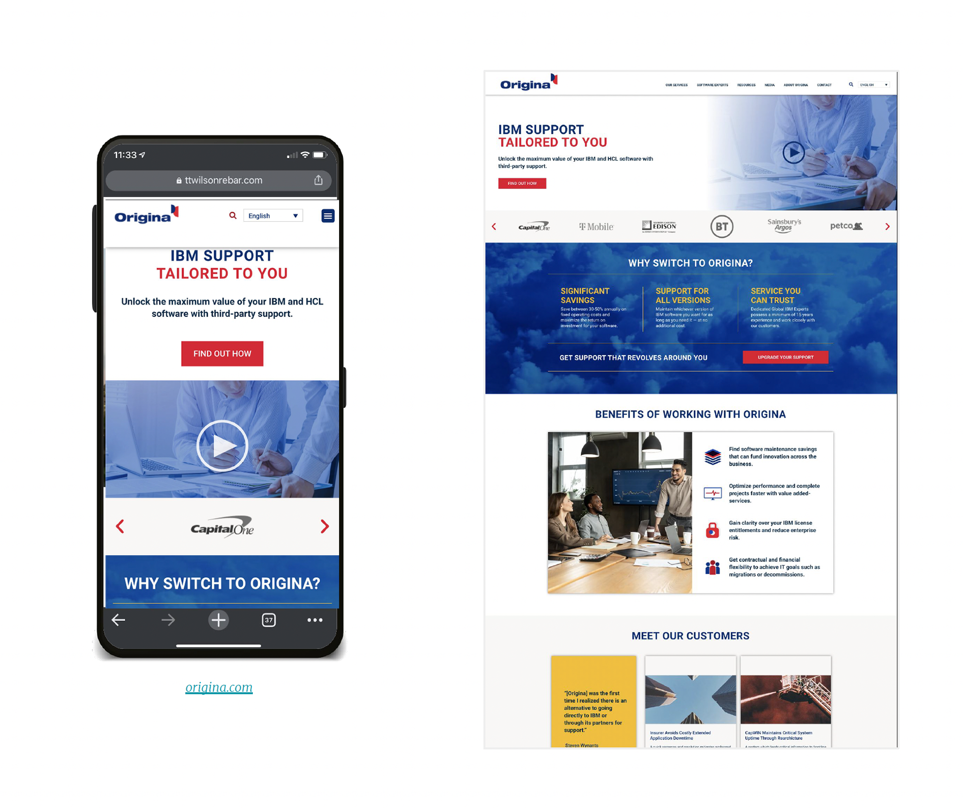 Origina Entire Website UX/UI Redesign.