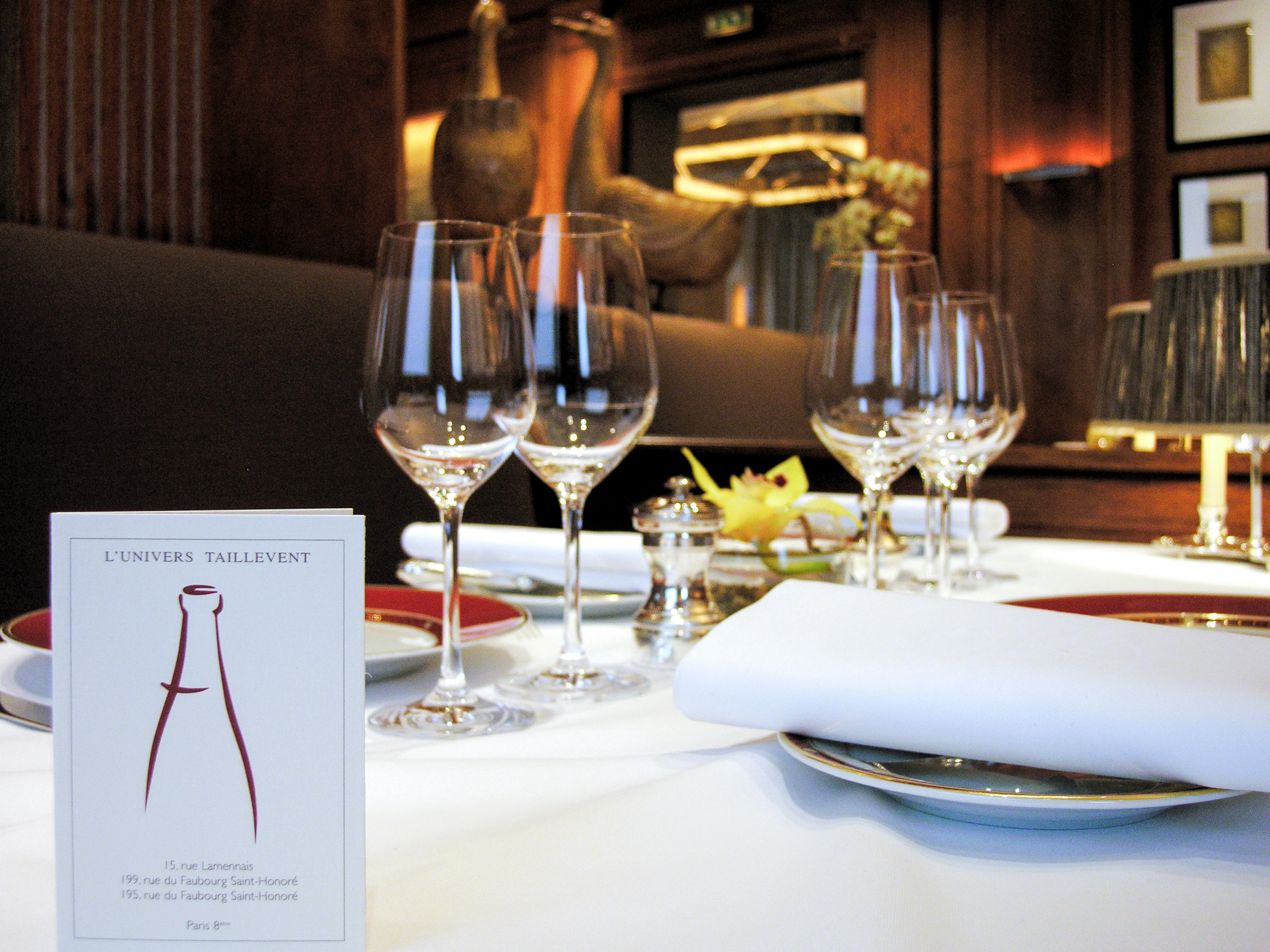 Le Taillevent restaurant at 15 rue Lamennais, Paris 8ème has been awarded two stars in the prestigious Michelin guide.