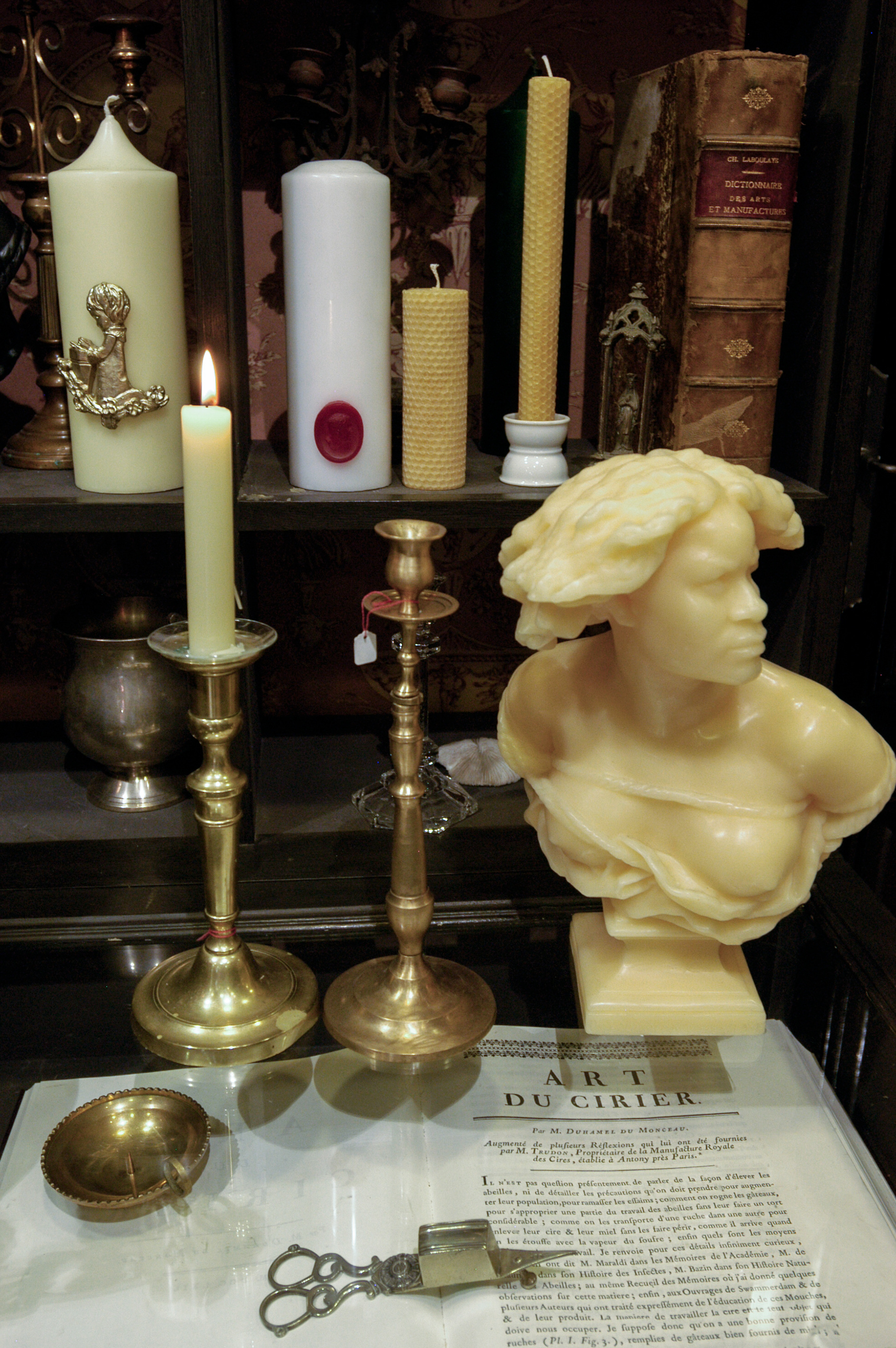 La Maison de Cire Trudon, founded in 1643 is the oldest candle making company in France. The company supplied candles to Louis XIV and Napoleon amoung others. Paris, France.
