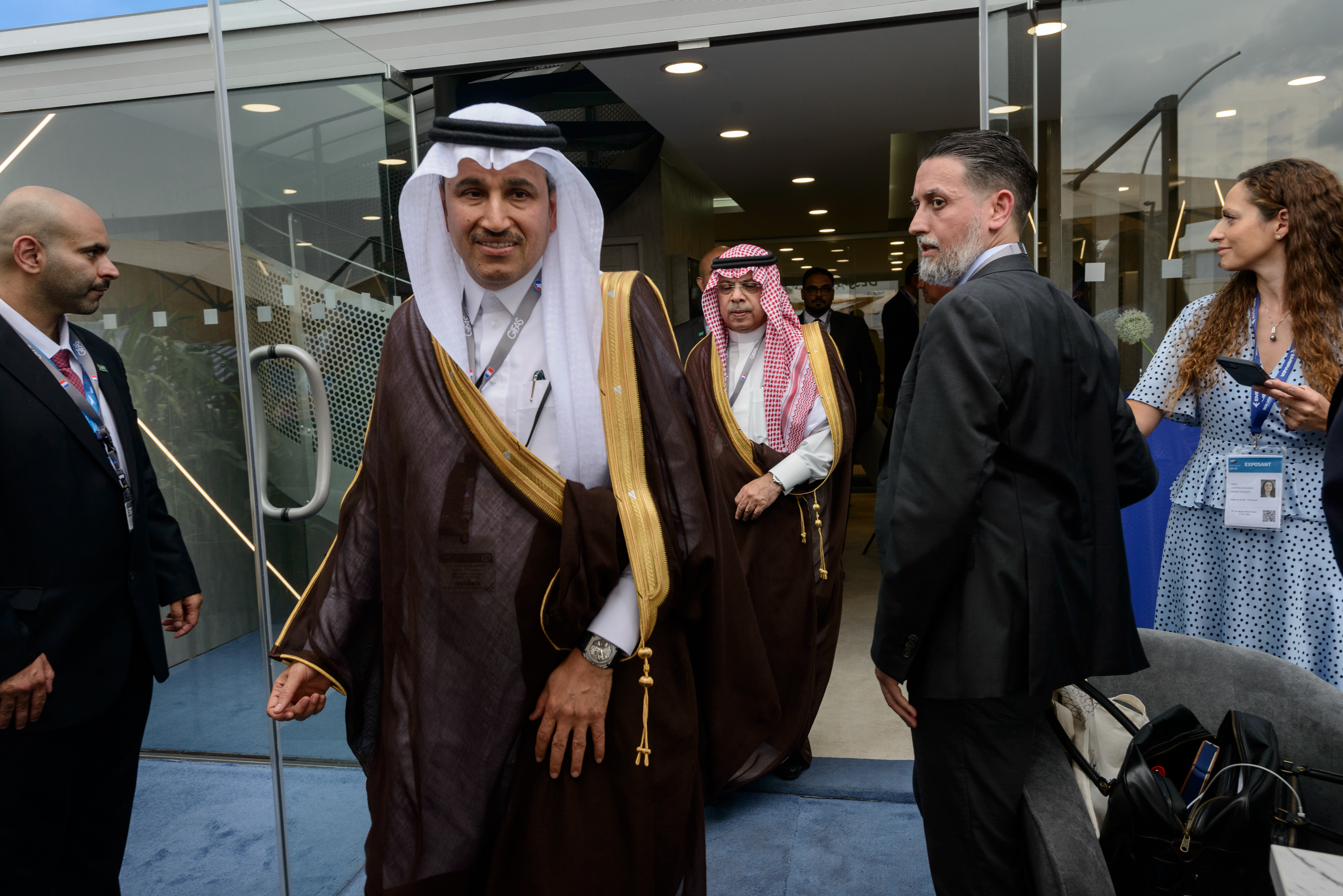 Musad AbdulSaudi government officials visiting the 54th Paris Air show to promote the Saudi plan for a six-runway mega airport in Riyadh and the the new Saudi Arabian flag carrier Riyadh Air, scheduled to launch in early 2025, part of Saudi Arabia's Vision 2030 Investment plan to diversify its economy away from oil. Le Bourget, France.