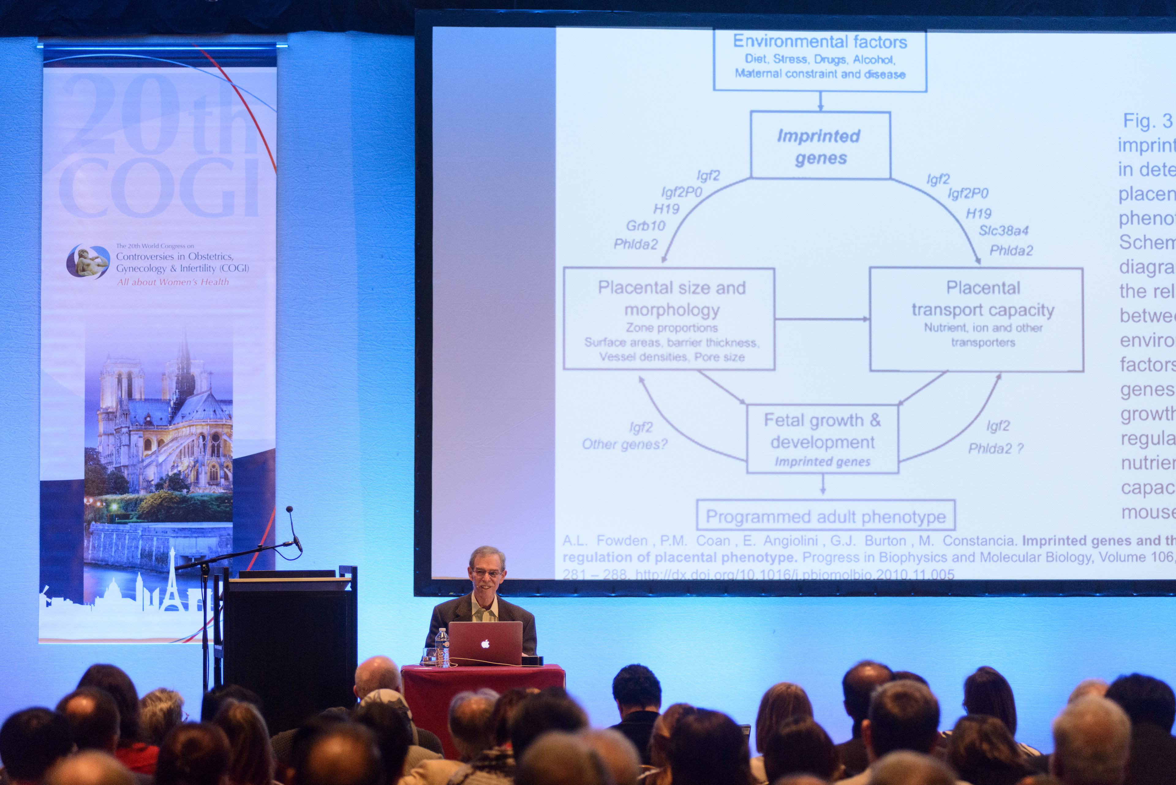 James A. Shapiro, Professor of Microbiology at the University of Chicago, giving the Robert G. Edwards lecture during the opening session of the 20th World Congress on Controversies in Obstetrics, Gynecology & Infertility (COGI). Paris, France.