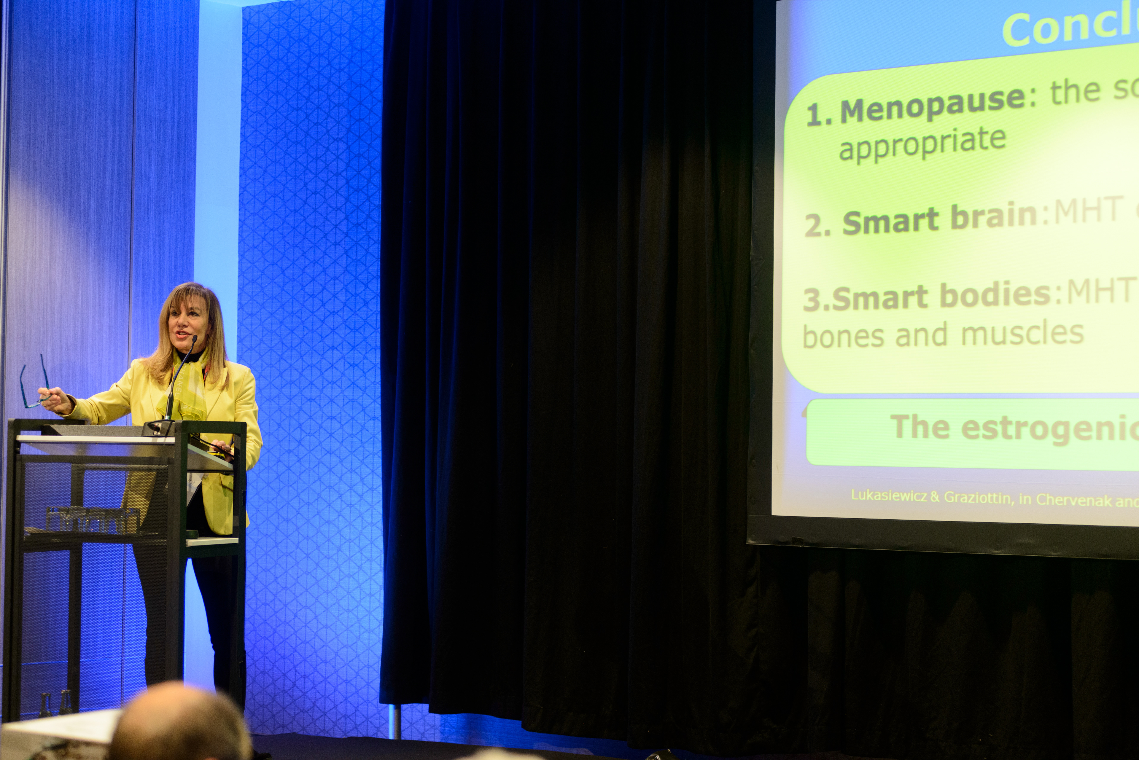 Dr. Alessandra Graziottin of Italy presenting her views during a debate on "Vaginal Application of Sex Steroids: The Future in Women's Health? What are the Limitations?" at the 20th World Congress on Controversies in Obstetrics, Gynecology & Infertility (COGI). Paris, France.