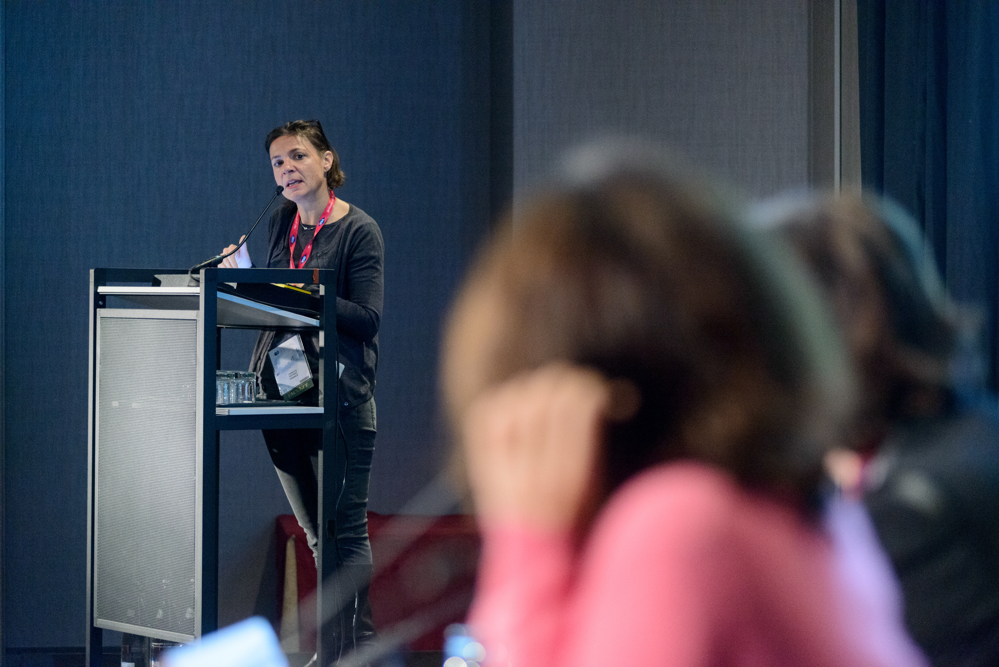 Catherine Patrat making her presentation "Metrology: Control CO2 Rate and Temerature to Improve Culture Conditions" at the 20th World Congress on Controversies in Obstetrics, Gynecology & Infertility (COGI). Paris, France.