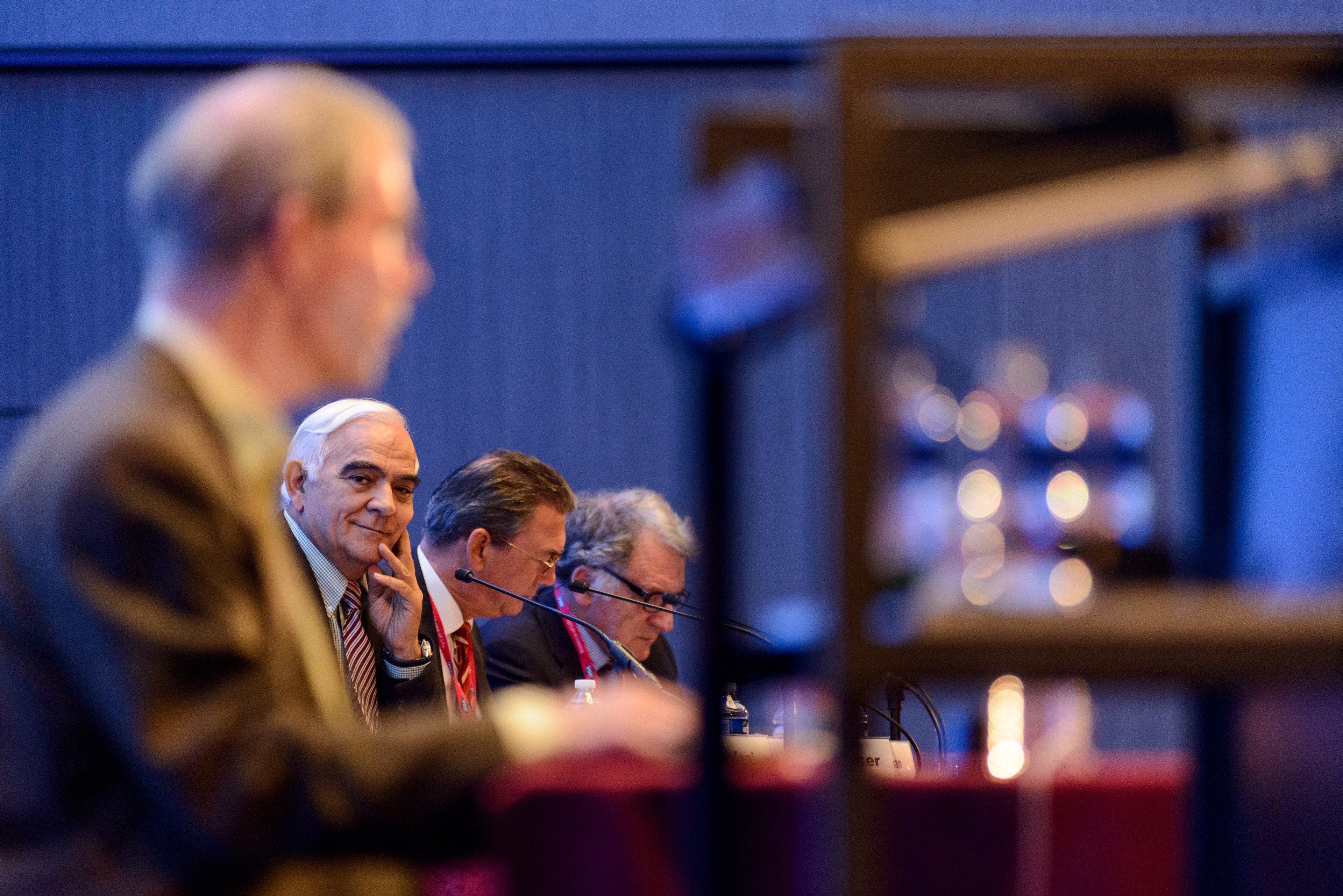The three chairpersons, Zion Ben Rafael, Bart C.J.M. Fauser and Rene Frydman, at the opening session of the 20th World Congress on Controversies in Obstetrics, Gynecology & Infertility (COGI). Paris, France.
