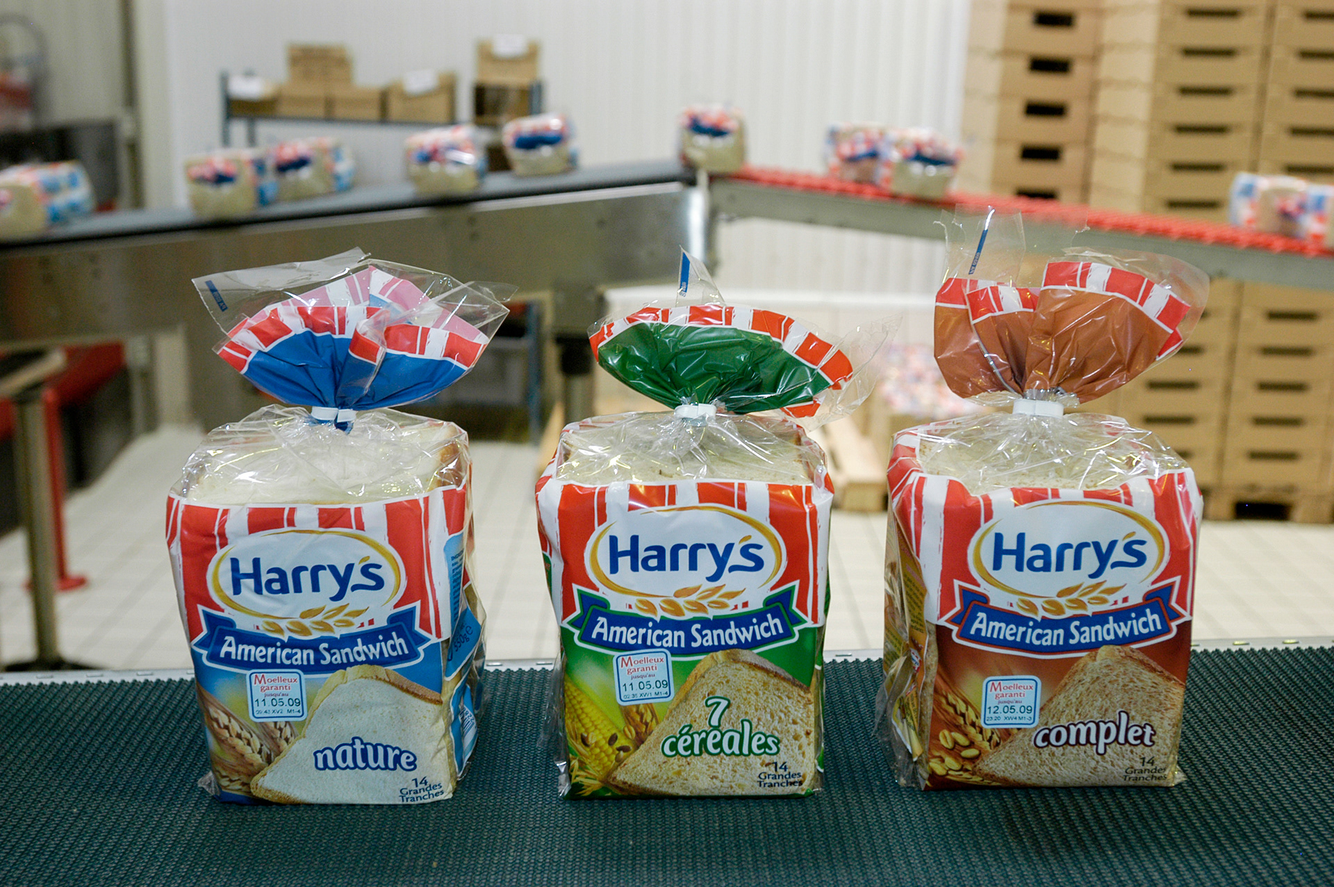 Loafs of American style sandwich bread at the original Harry's factory in Châteauroux.