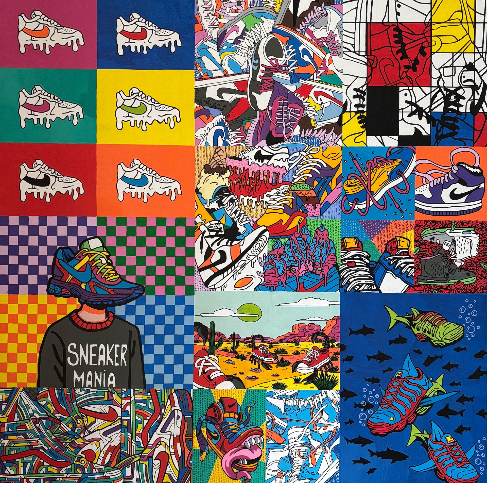 SNEAKER WORLD, 100X100cm