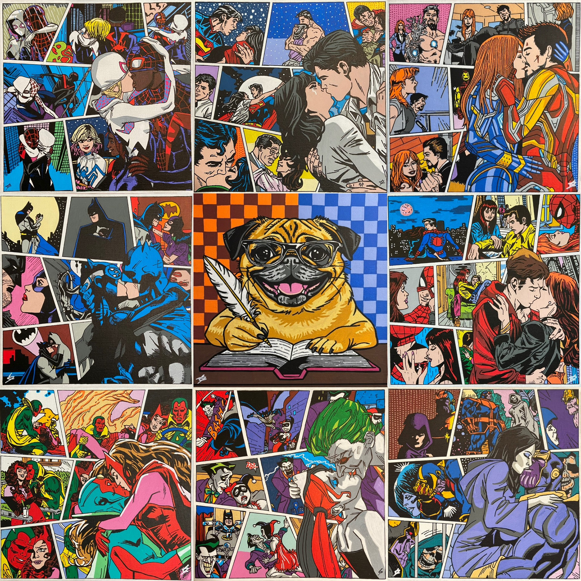 Venez découvrir mon Polyptyque Tell me about love (9 toiles 30X30)