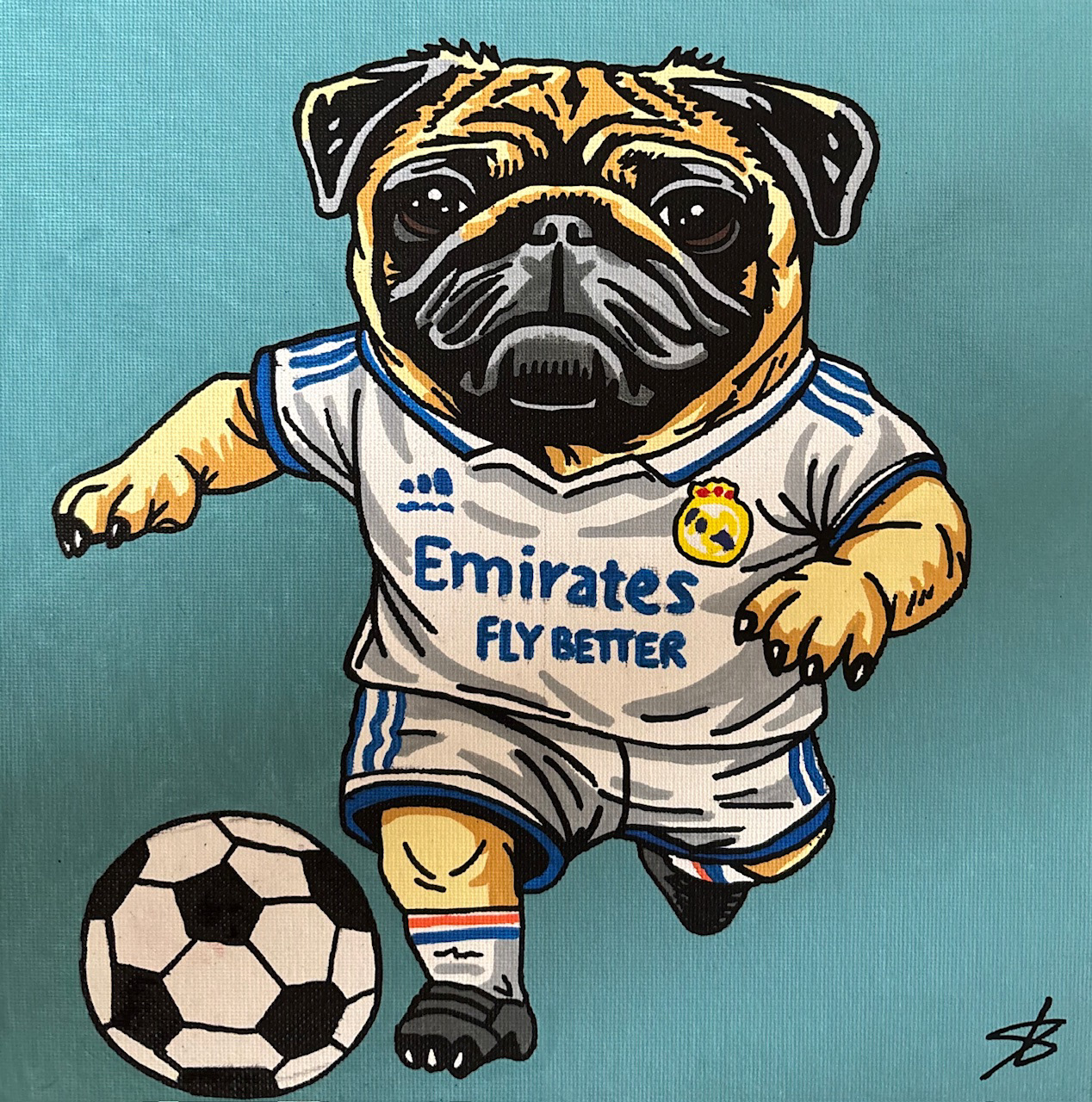 Pug goal, 20X20cm