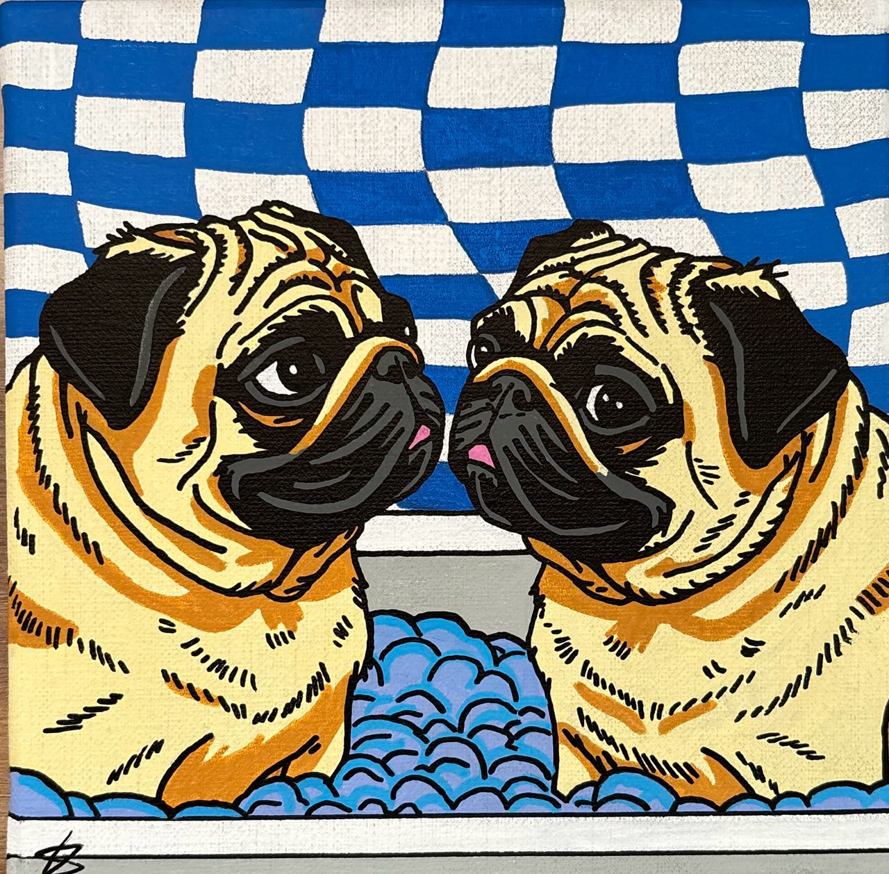 PUG AND BUBBLES, 20X20cm, (disponible)