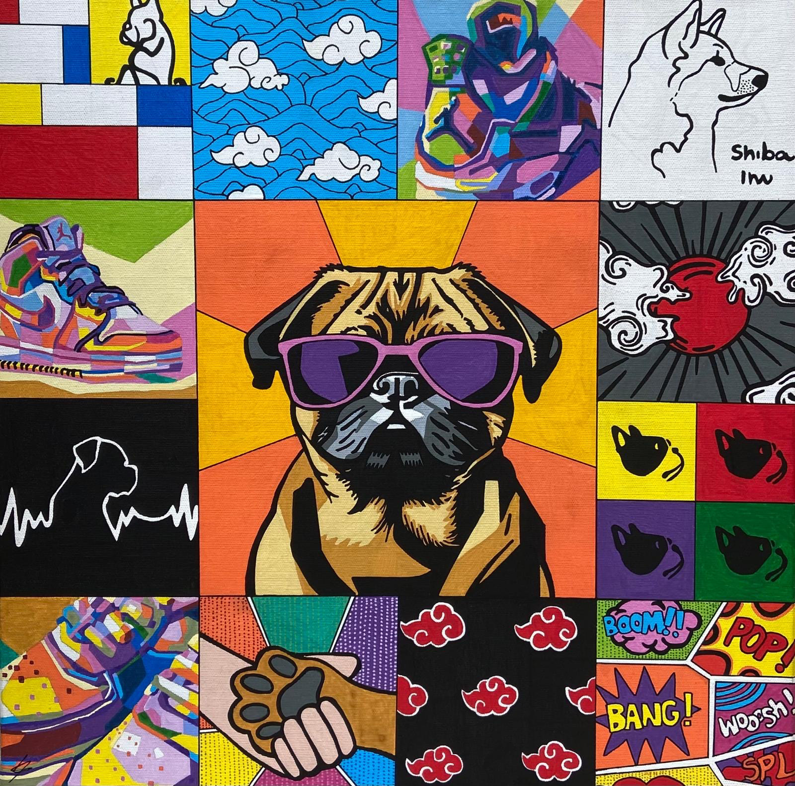 PUG ICON, 60X60cm