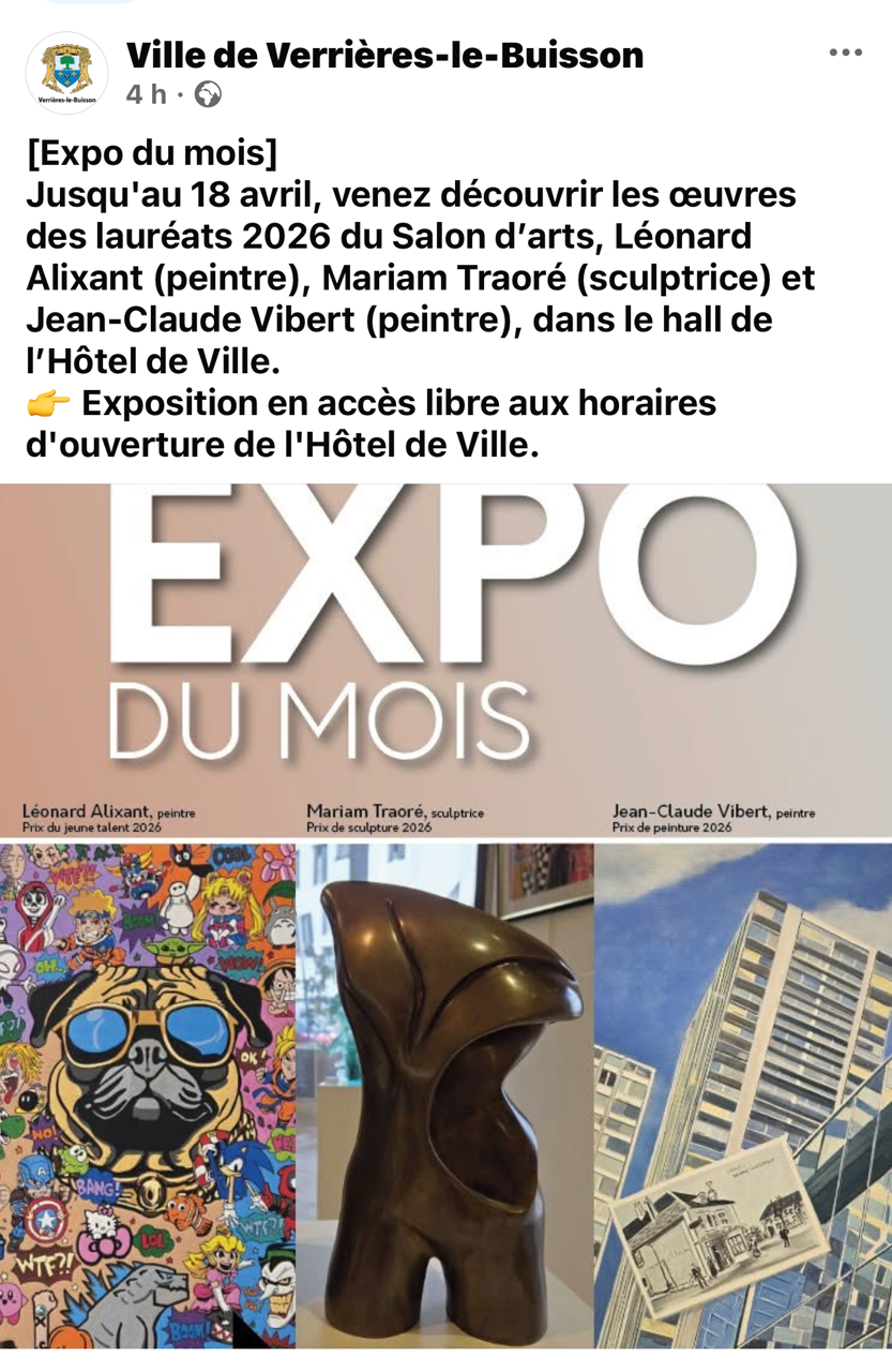 un grand  merci à la Mairie de verrières d 'exposer mon travail