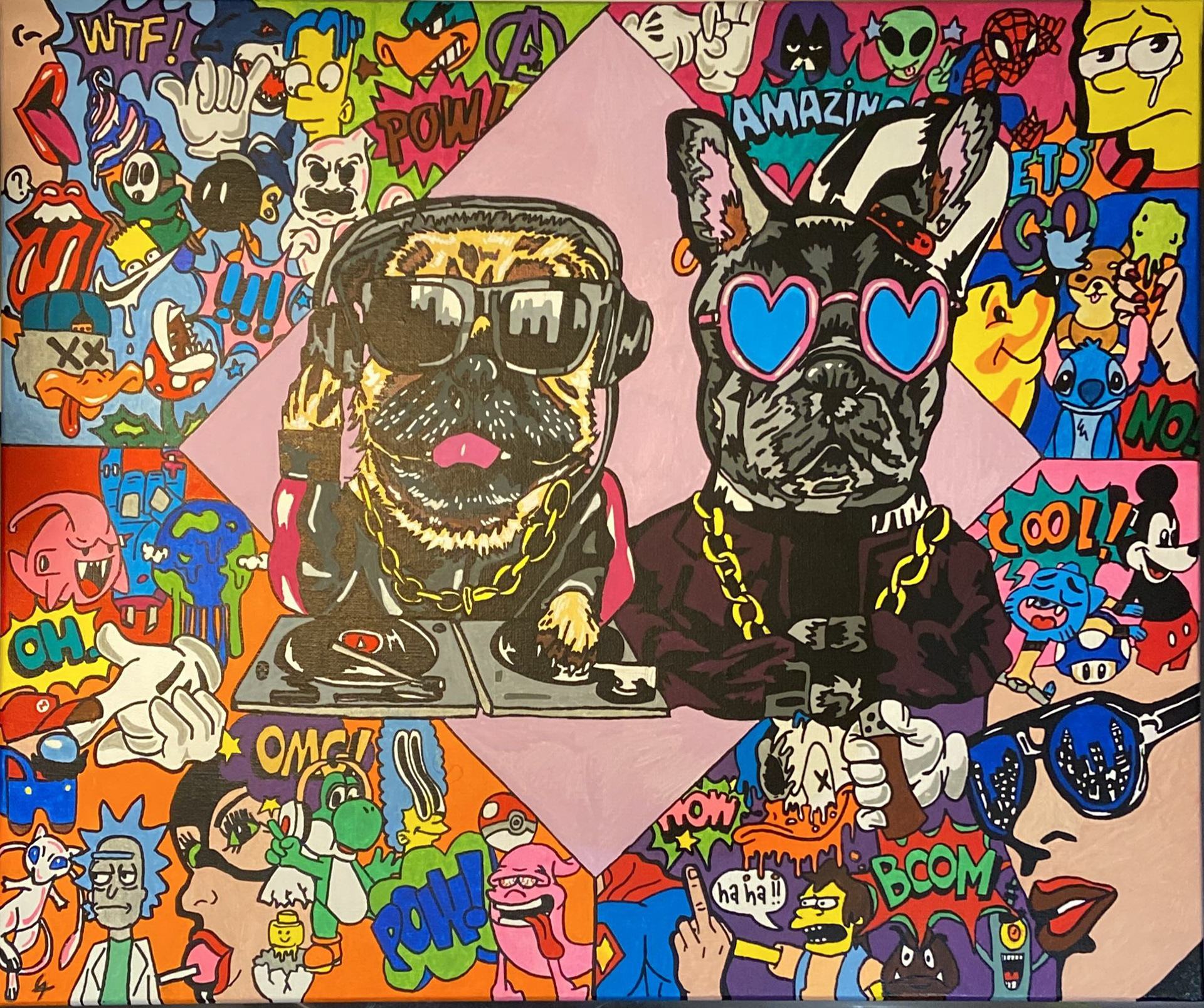 DJ dogs, 55X46cm 