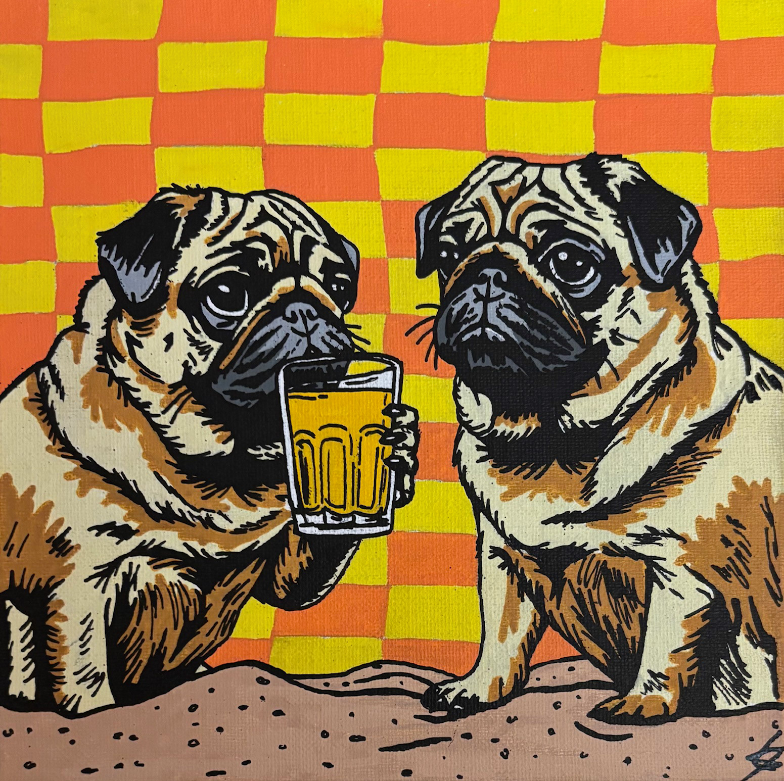 PUG BAYWATCH, 20X20 cm 