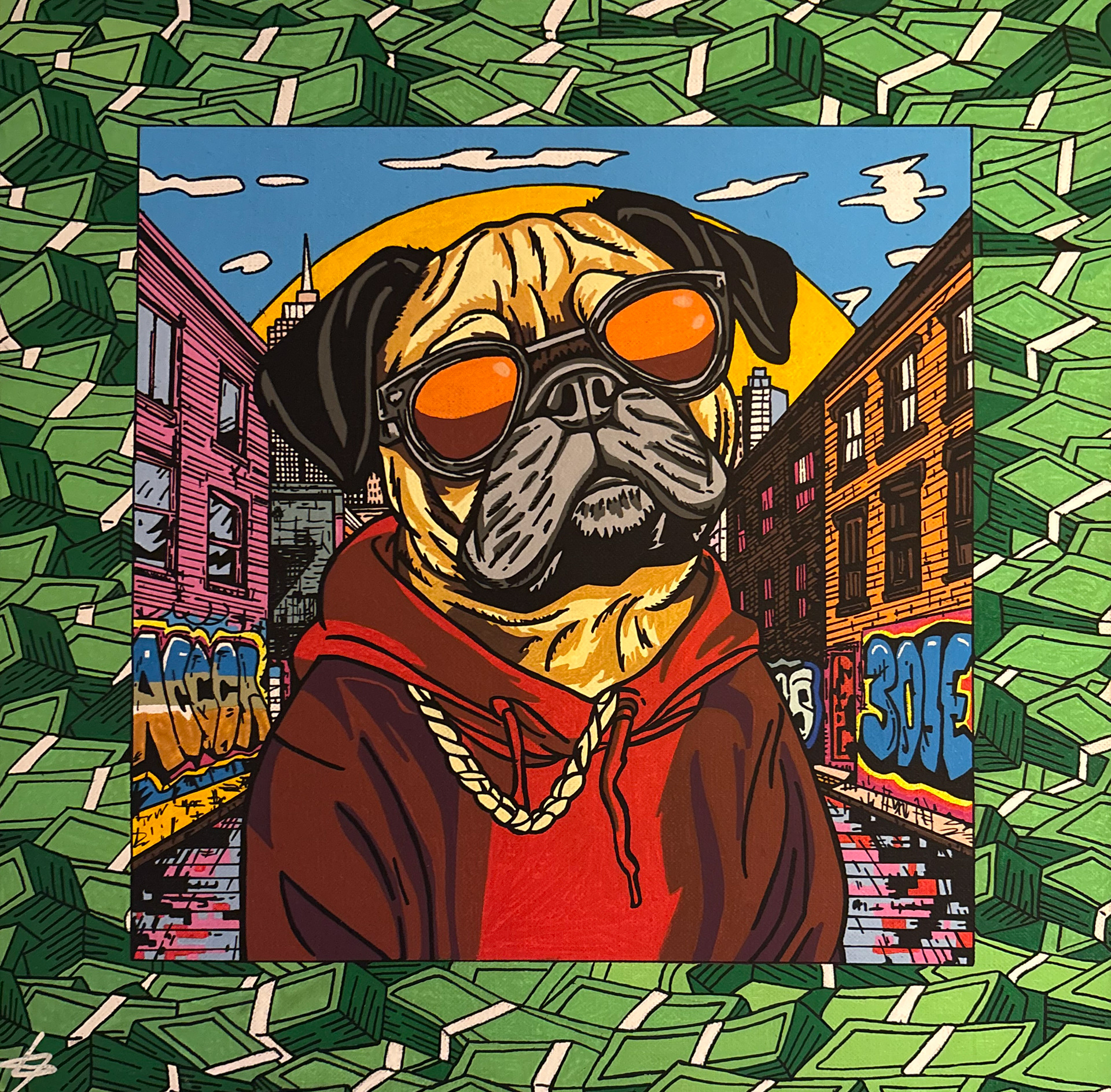 PUG IN THE CITY, 40X40cm (disponible)