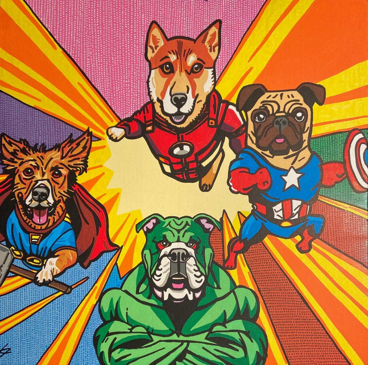 Dogs Avengers, 50X50cm,(disponible)