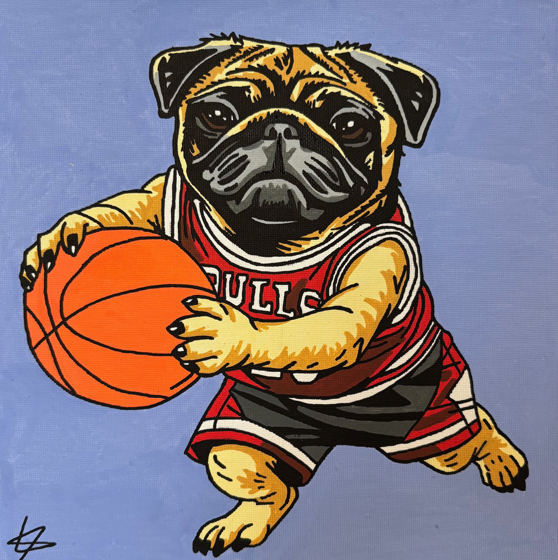 Pug dunk, 20X20 cm