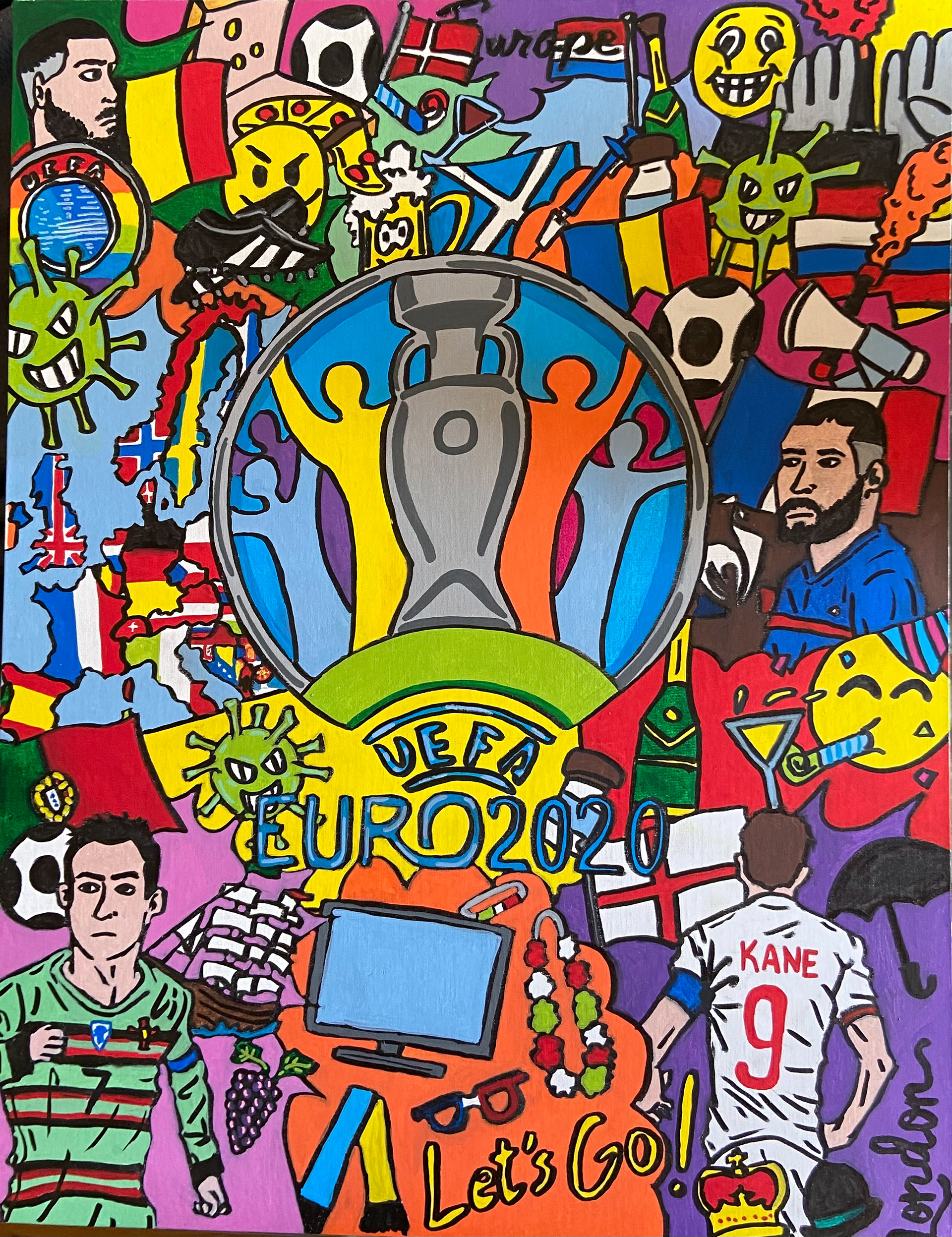 carton entoilé 65X55 cm, euro 2020