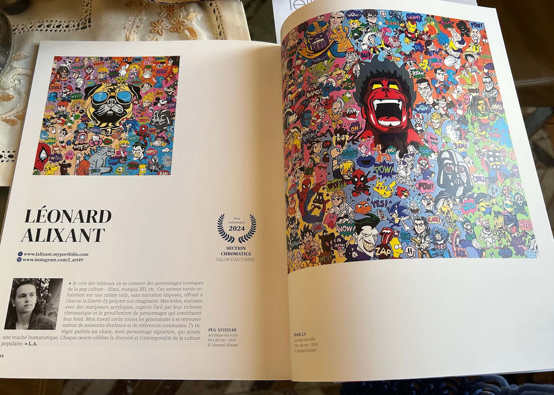 2 pages pour présenter mon travail, Merci au Livre d'art qui m'avait accordé ce prix au Salon d'Automne 2024