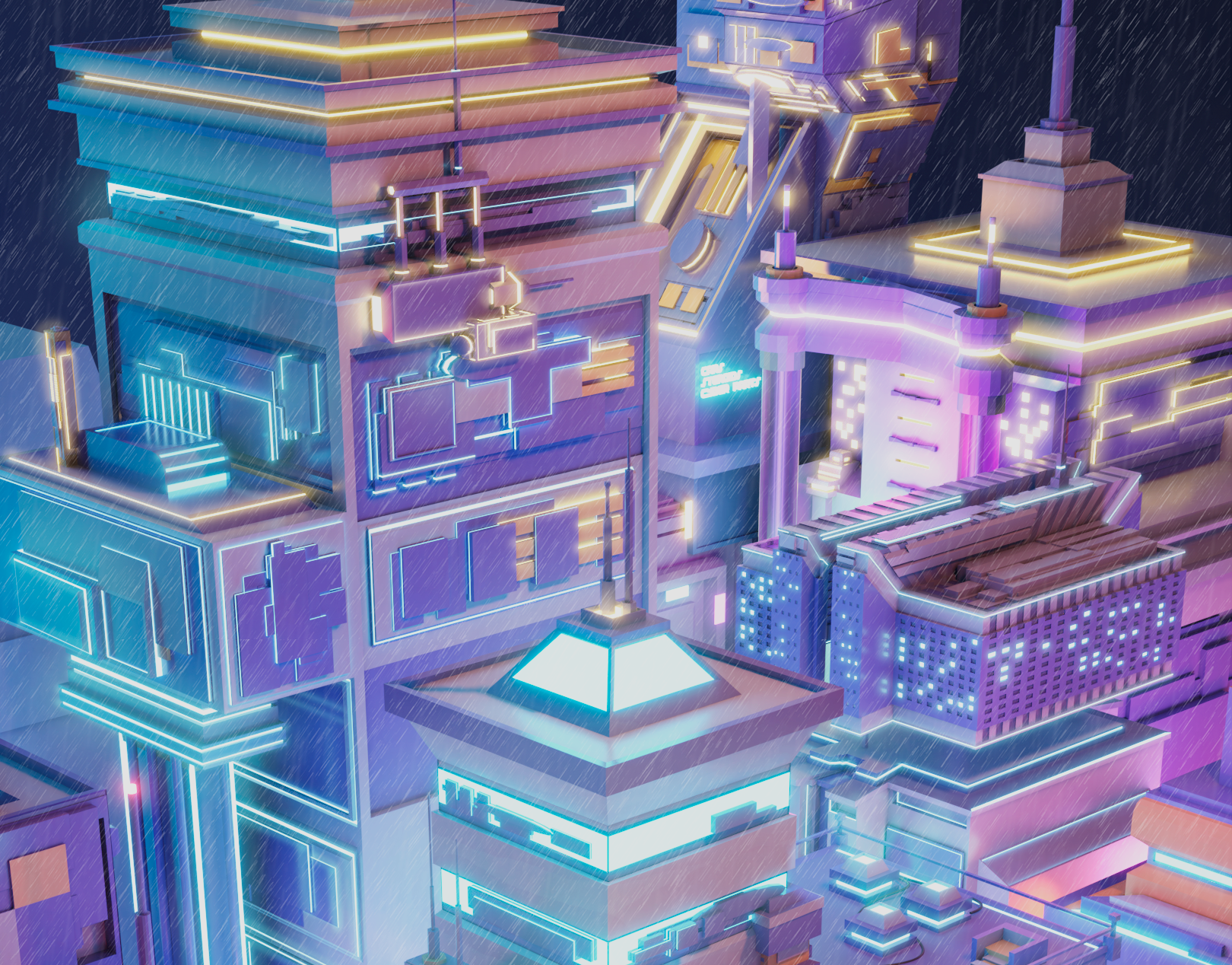 Low poly cyberpunk city фото 83