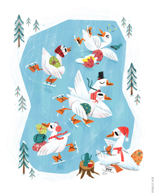Christmas Geese illustration