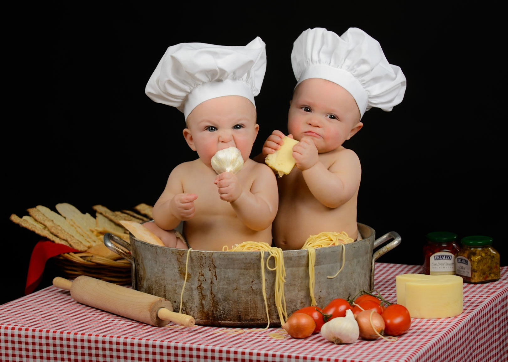 I had a fun portrait session with by brother and sister-in-law getting some great shots of my twin nephews for that are now one year old. This is a funny outtake that I call "The Angry Chefs.