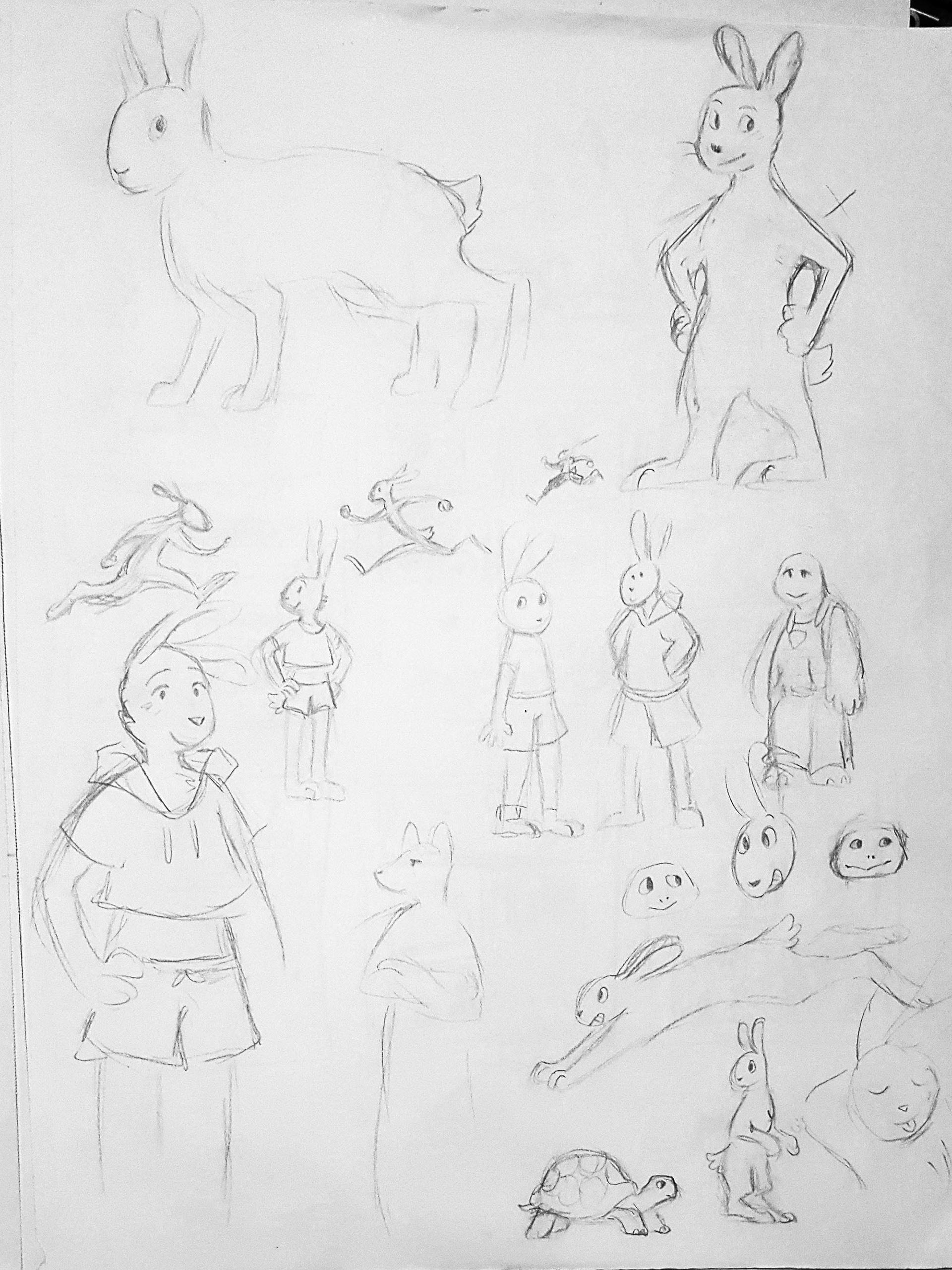 Tortise and the Hare comic adaption character sketches