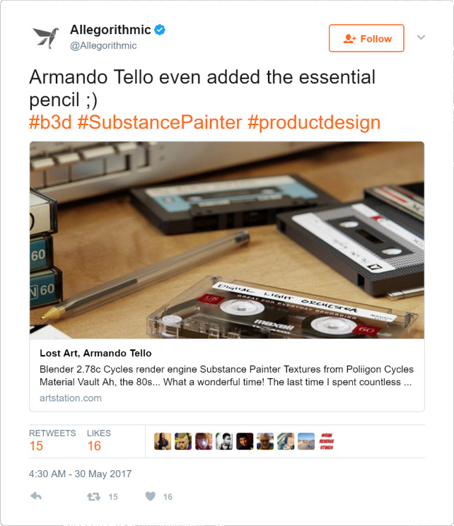 Allegorithmic's official Twitter feed