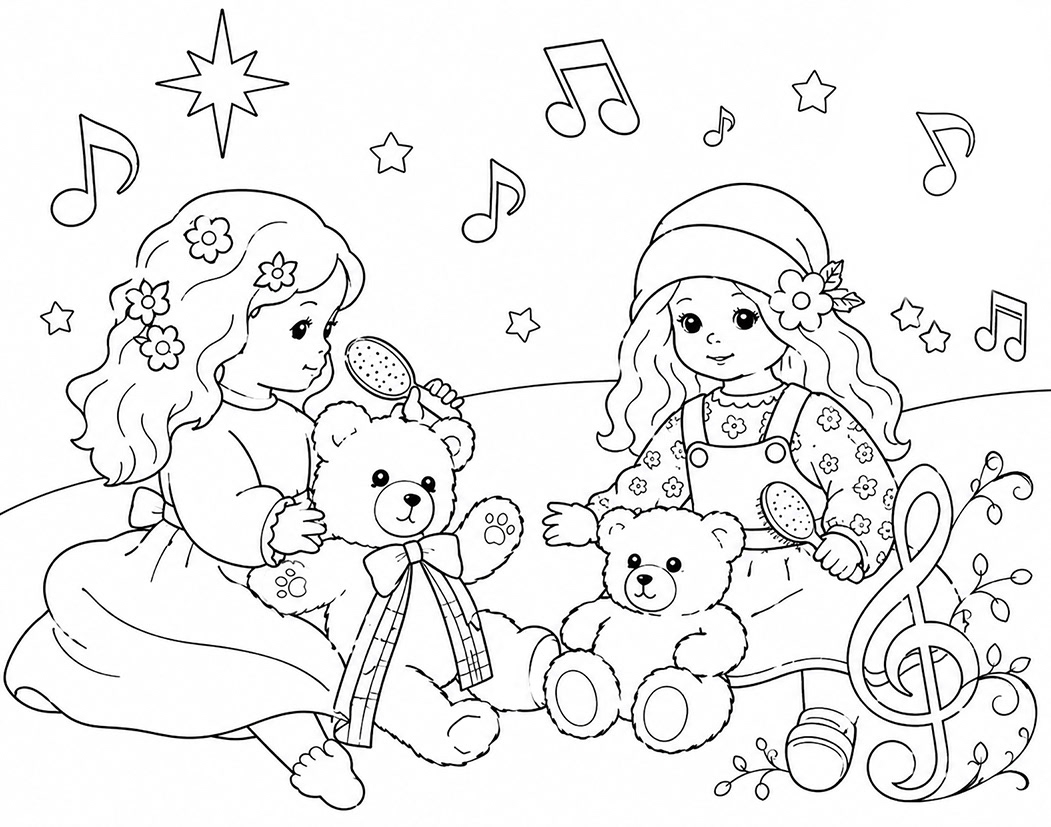 Colour In Dolls & Teddies