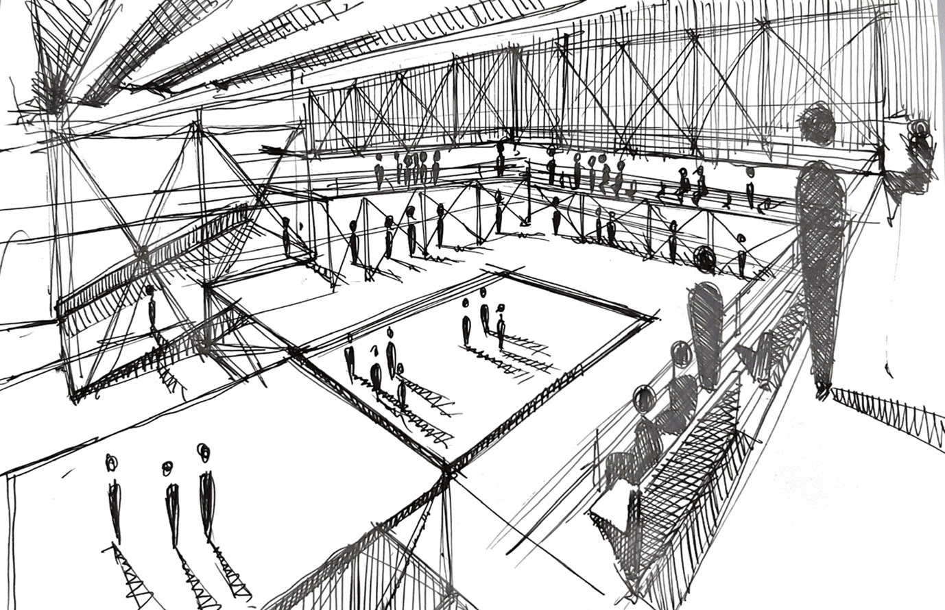 SKETCH OF THE OUTDOOR PERFORMANCE SPACE LOCATED ON THE ROOF
