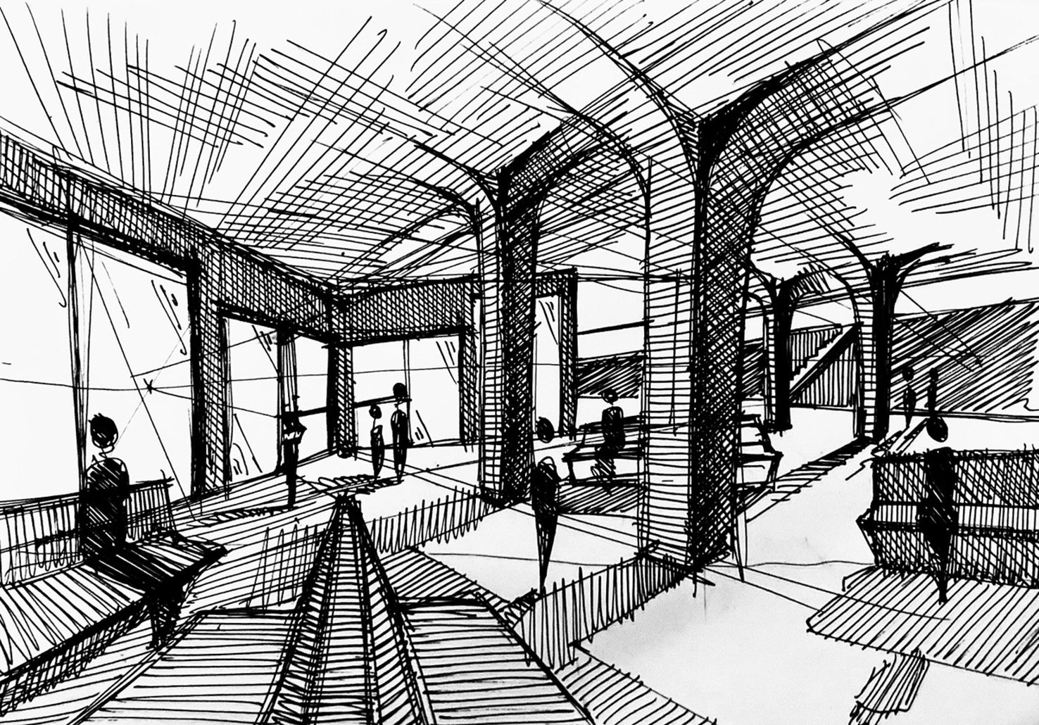 SKETCH OF THE ENTRANCE LOCATED ON THE GROUND LEVEL