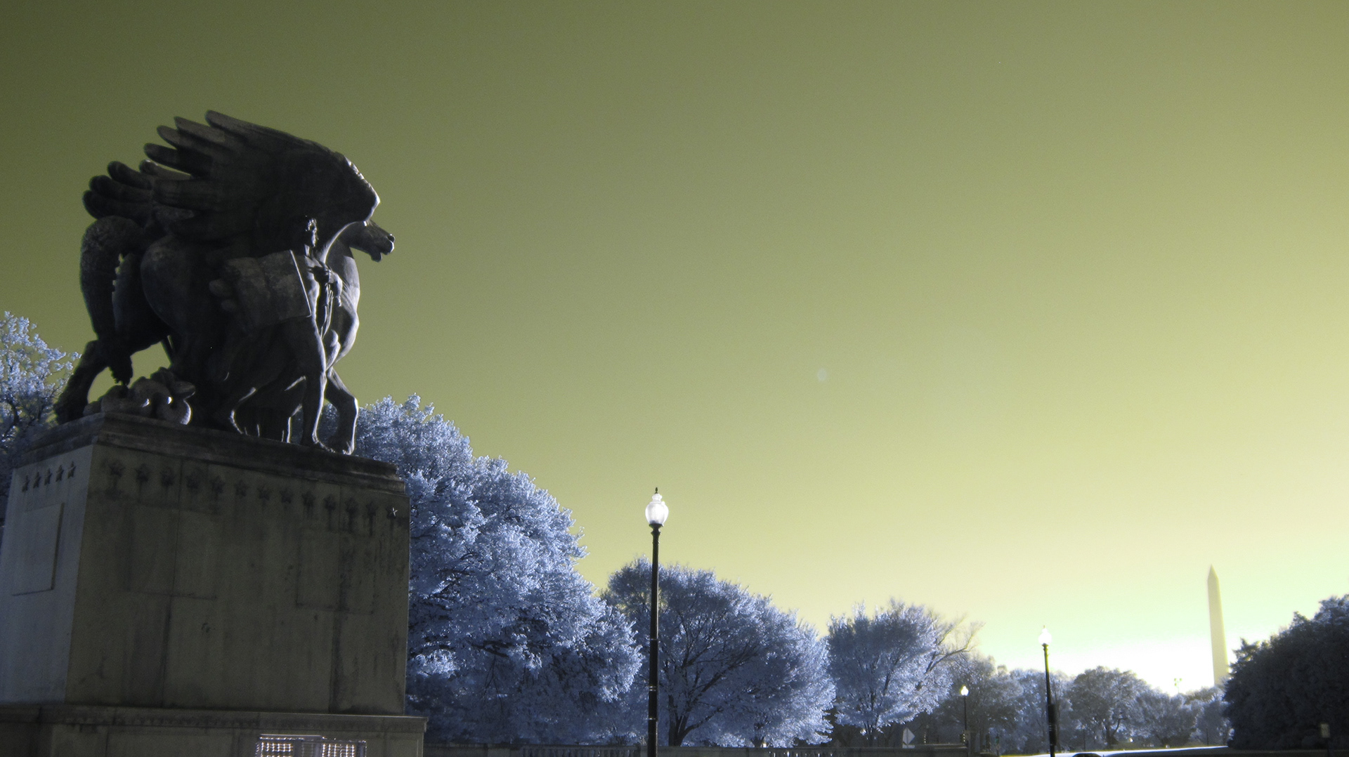 Arts of Peace Sculpture and Washington Monument