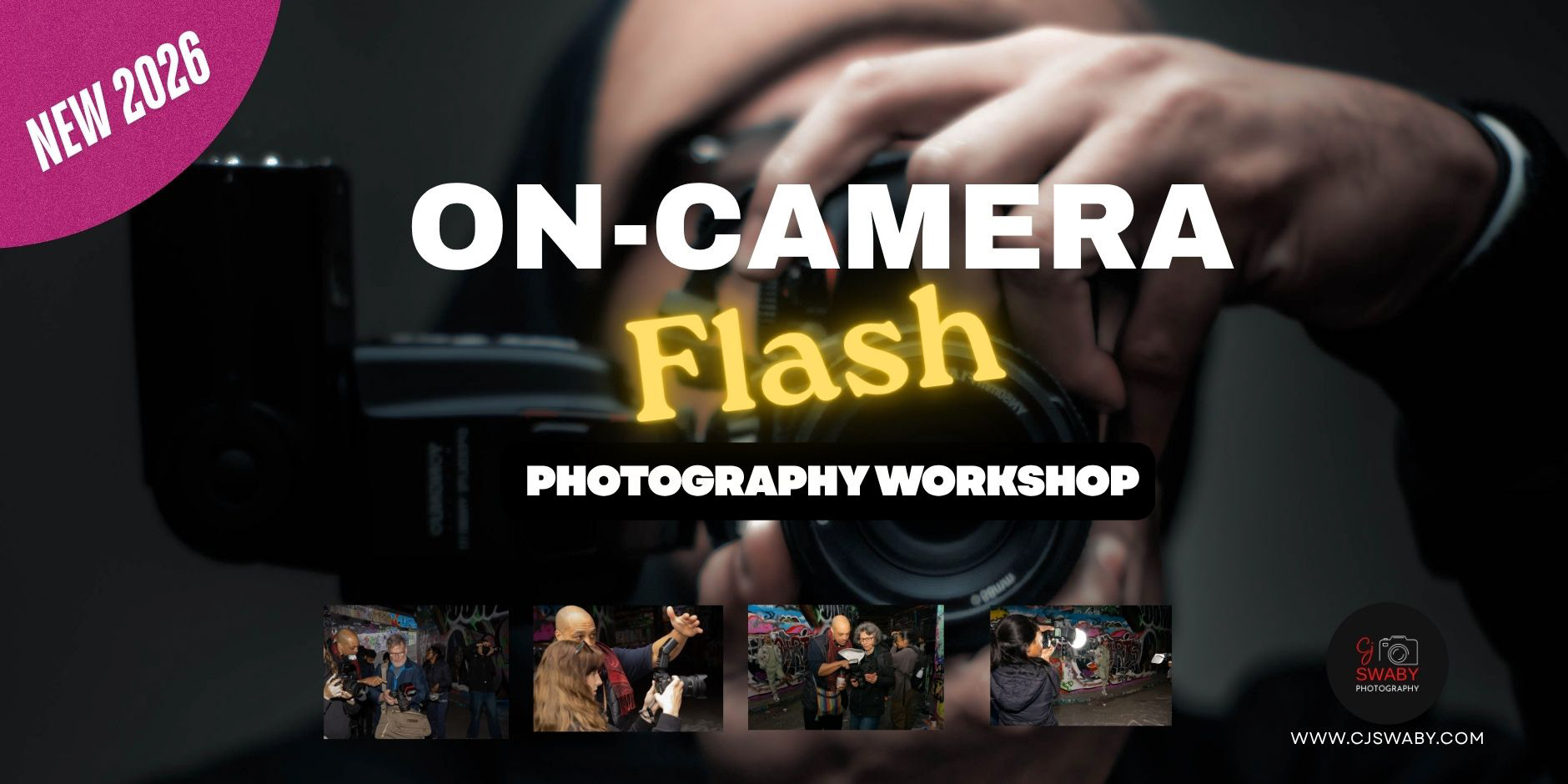 On-camera flash photography workshop teaching photographers how to use flash confidently in practical shooting situations.