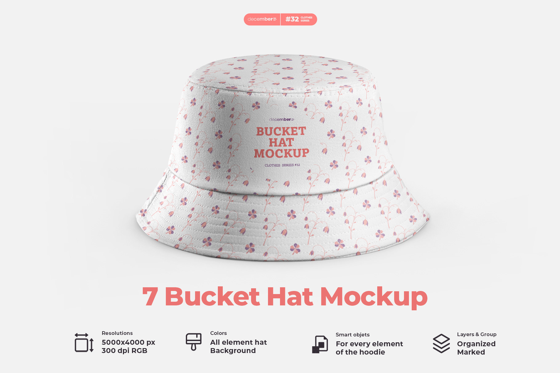 Creative Team December. dsgn - 7 Bucket Hat Mockups + 1 Free