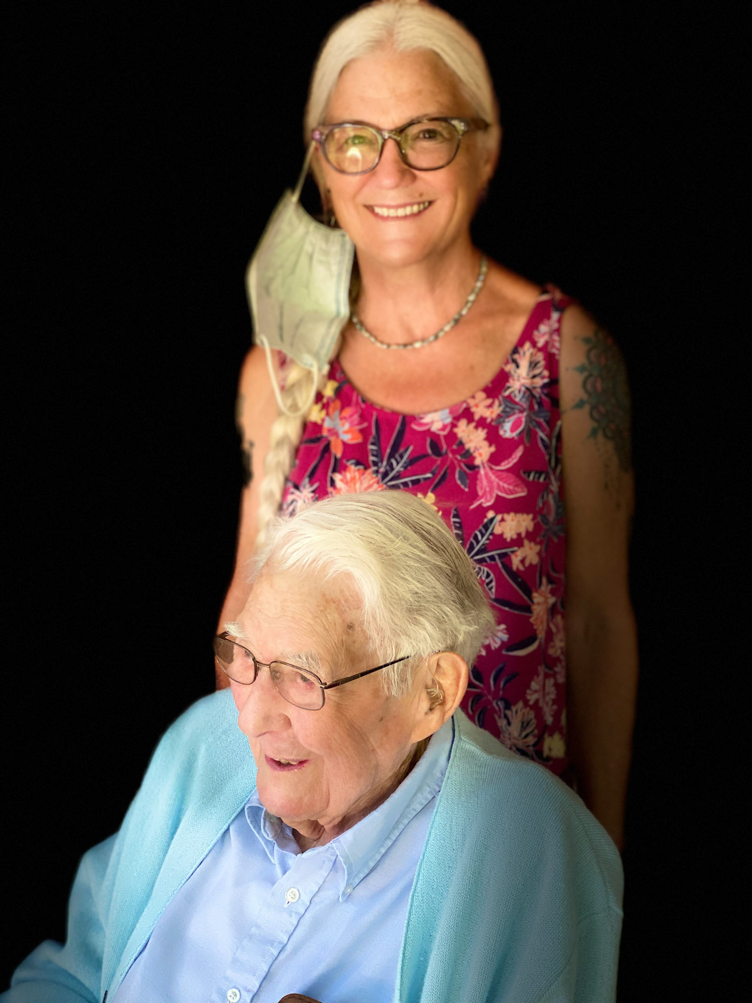 Our Neighbor & Friend Wayne On His 97th Birthday With His Niece, Karel