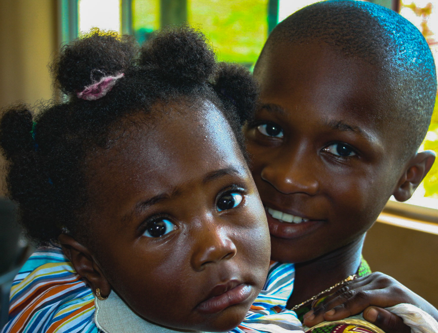 Brother & Little Sister At Church Service