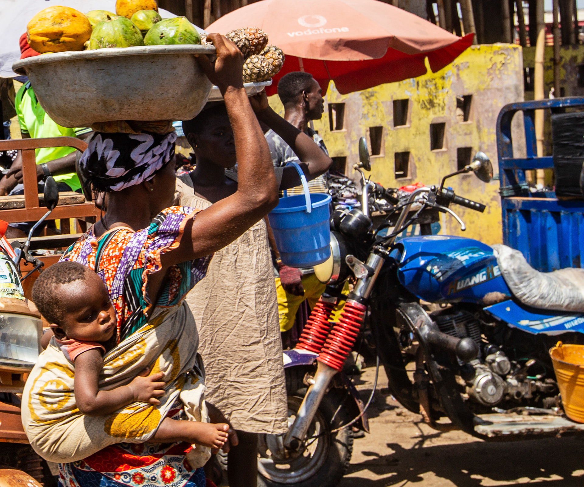 Market Sales Lady With Child