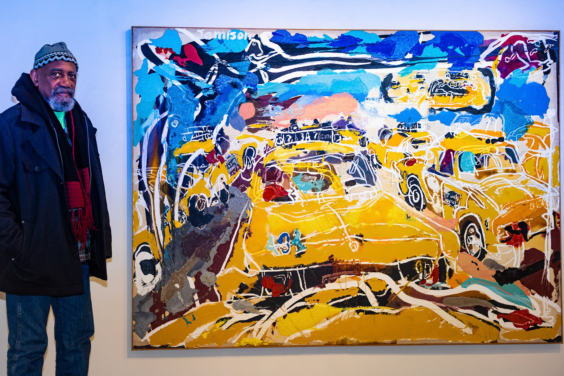 Master Artist Noah Jemisinw One of His Painting, NYC