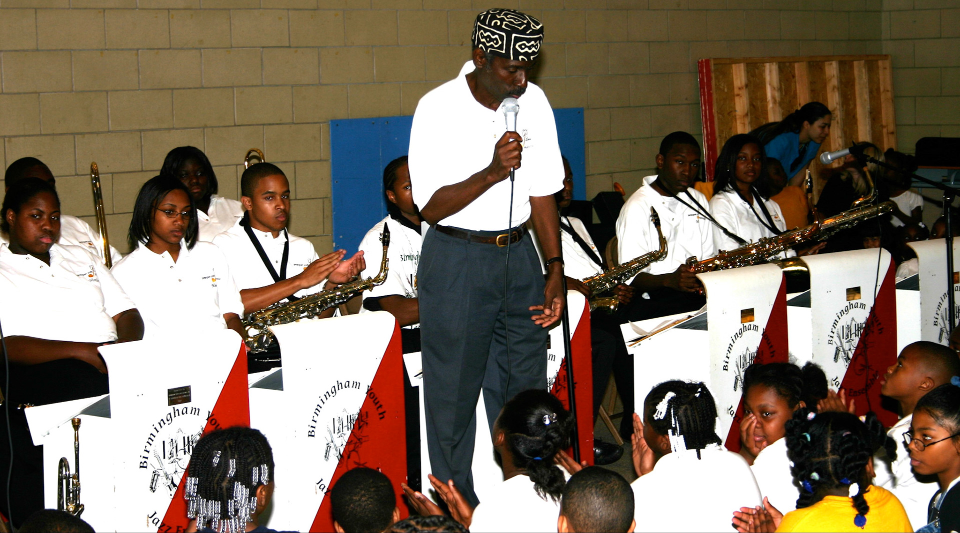 Jothan Callins, master musician and music educator  with his Birmingham Youth Jazz Orchestra, Lansing, MI