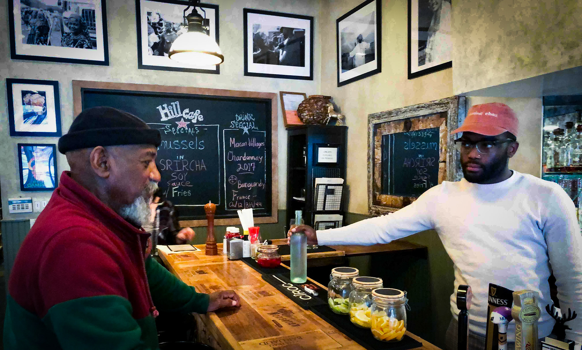 Noah With Bartender, Brooklyn, NY