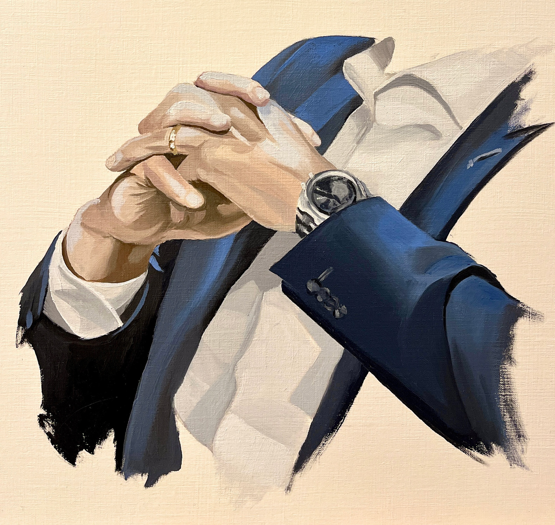 Hand study, oil on paper