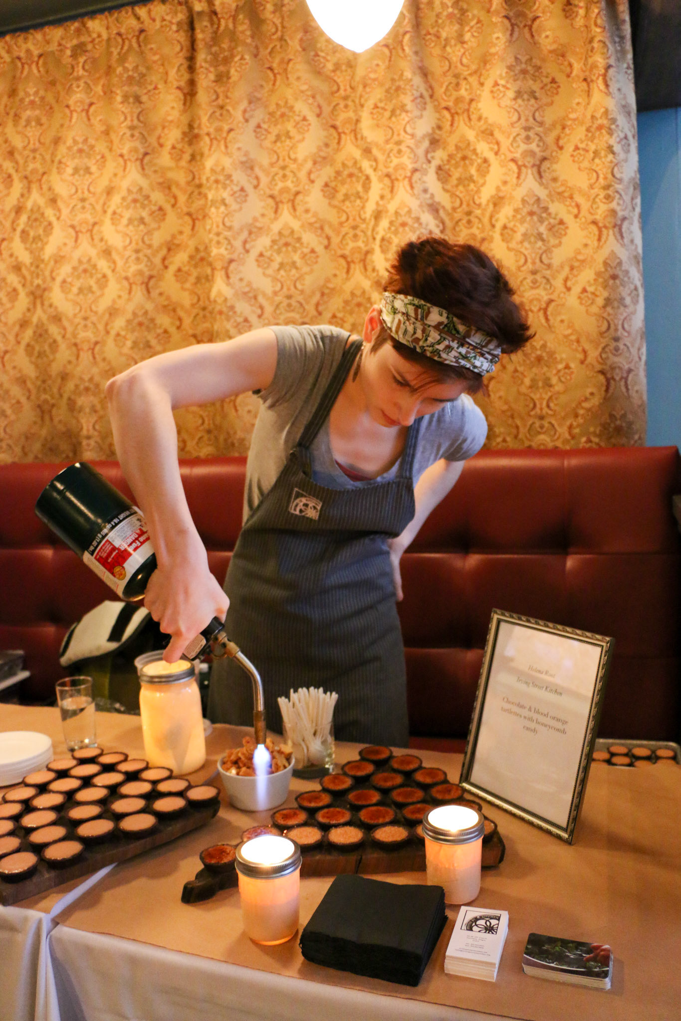 Helena Root of Irving Street Kitchen prepares a chocolate confection.