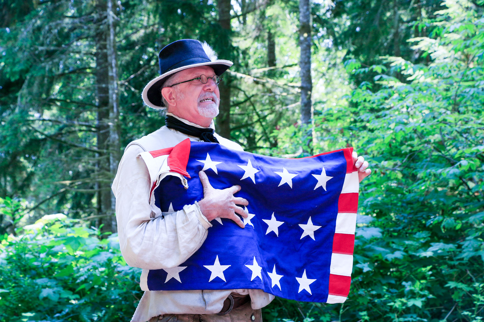 History teacher Matthew Hensley evokes the memories of Lewis and Clark at Fort Clatsop.