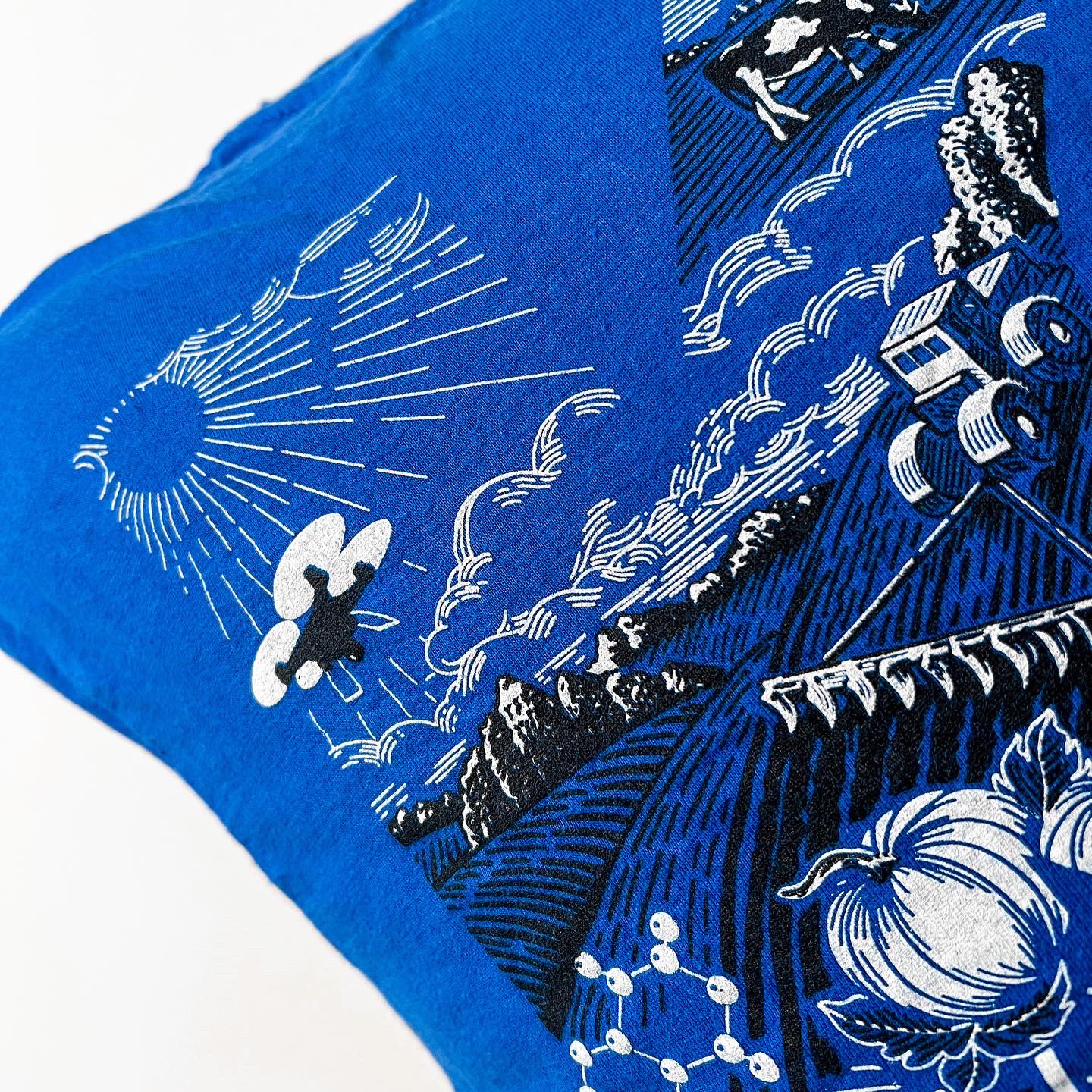 Close up of printed shirt with design
