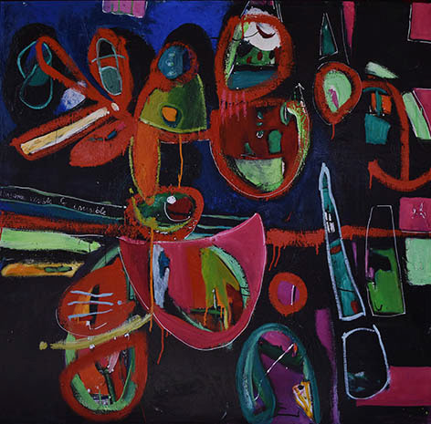 Río bajo el río (Técnica mixta, 135x130cm, 2018)