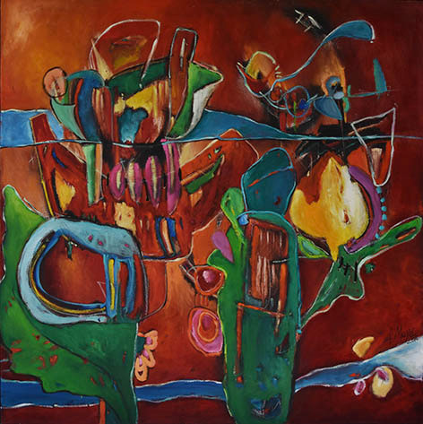Lo que el monte calla (Técnica mixta, 150x150cm, 2016)