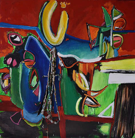 Que sepa tejer… y destejer (Técnica mixta, 150x150cm, 2018)